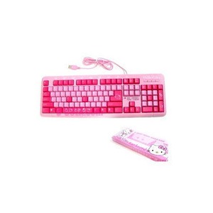 hello kitty 电脑键盘 卡通键盘 KT猫键盘 粉红色电脑键盘